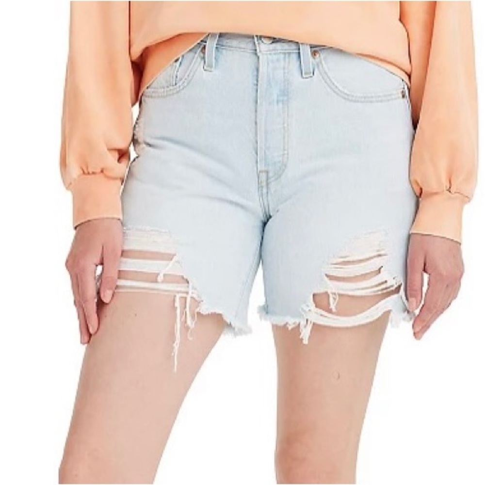 NEW Levi’s 501 Frayed Mid-Thigh Denim Shorts Size 8/29